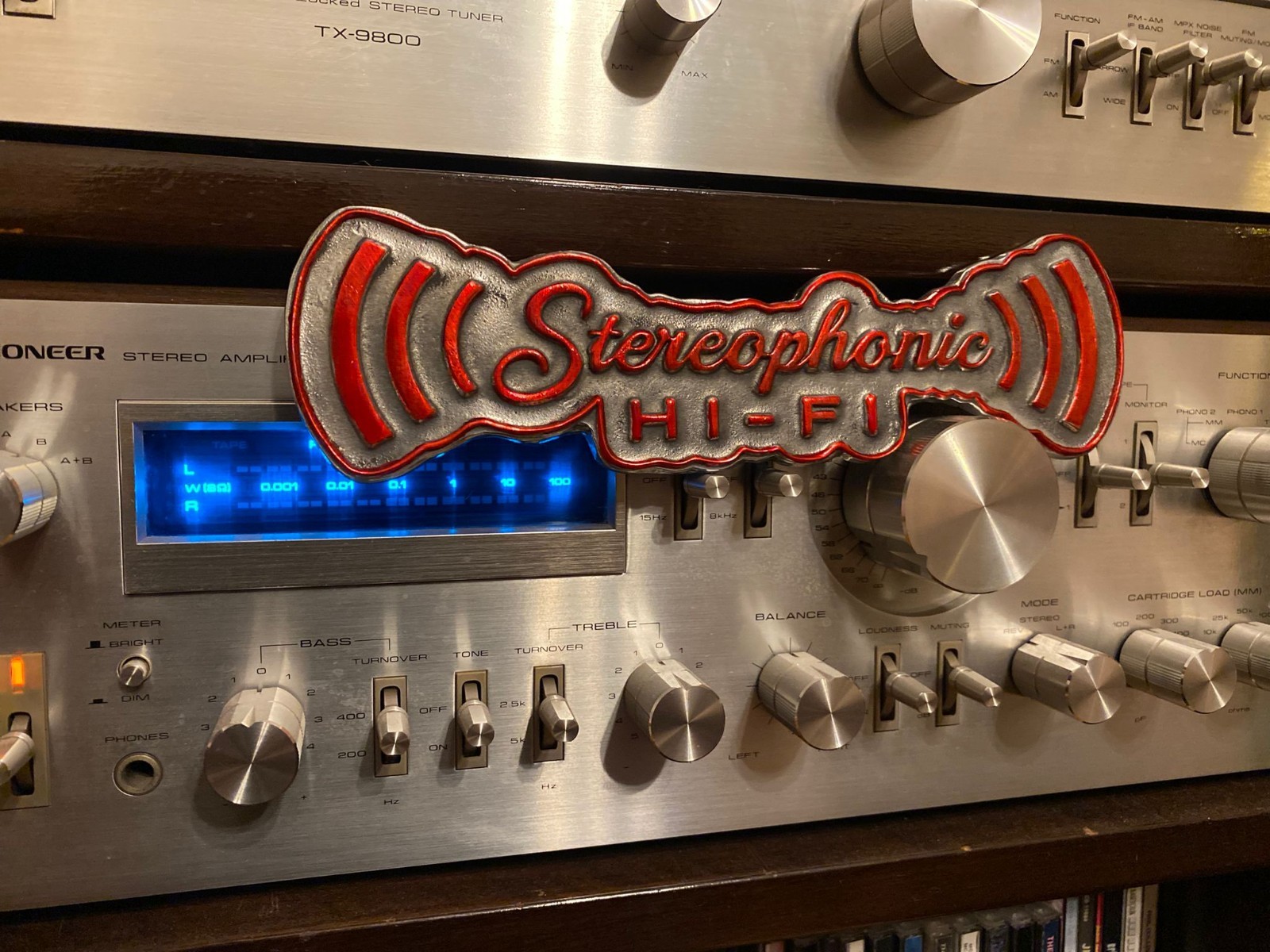 Sansui Vintage style Stereophonic hi-fi receiver Cast aluminum red Sign Display