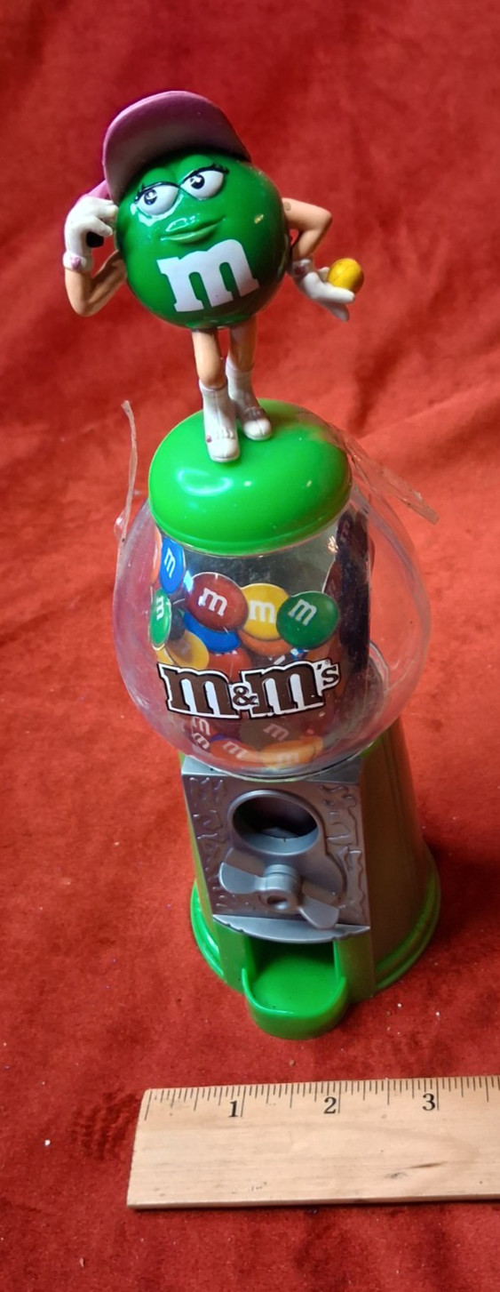 M&M's Green Character Tennis Player Mini Candy Dispenser Gumball Machine Toy