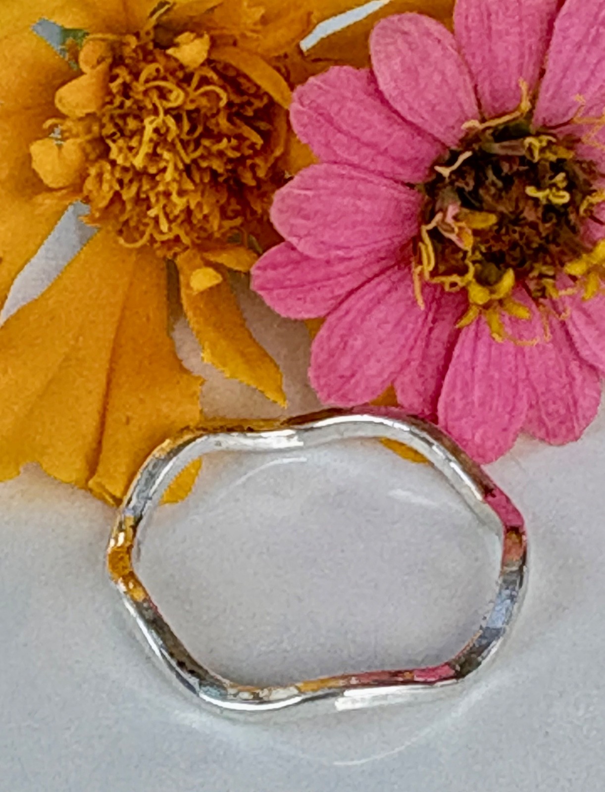 hand made fine silver 999. stacking Minimalist thin ring Big waves . 1 ring
