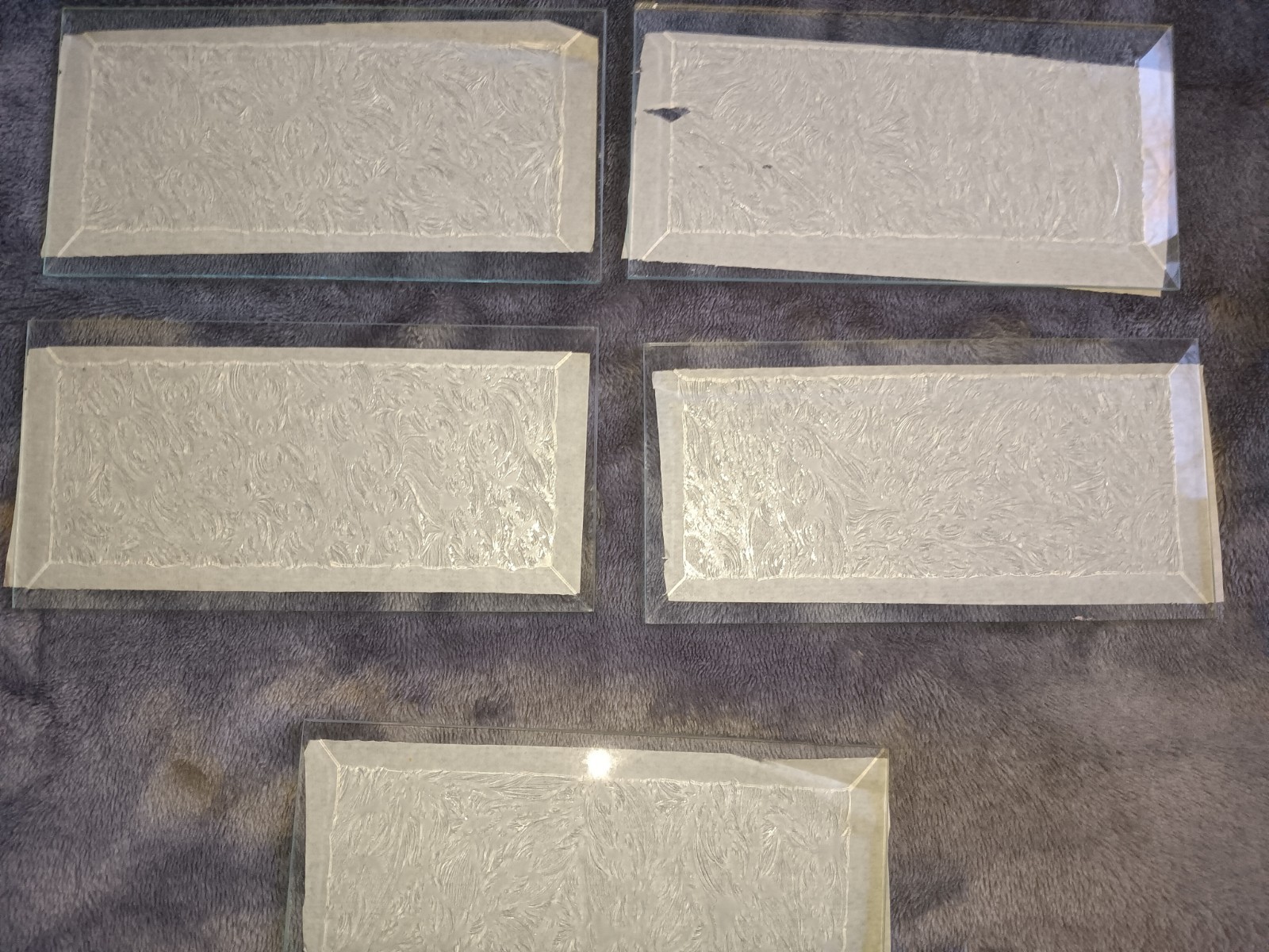 3 X 6 Rectangle Glue Chip glass bevels for stained glass (5) Pcs New
