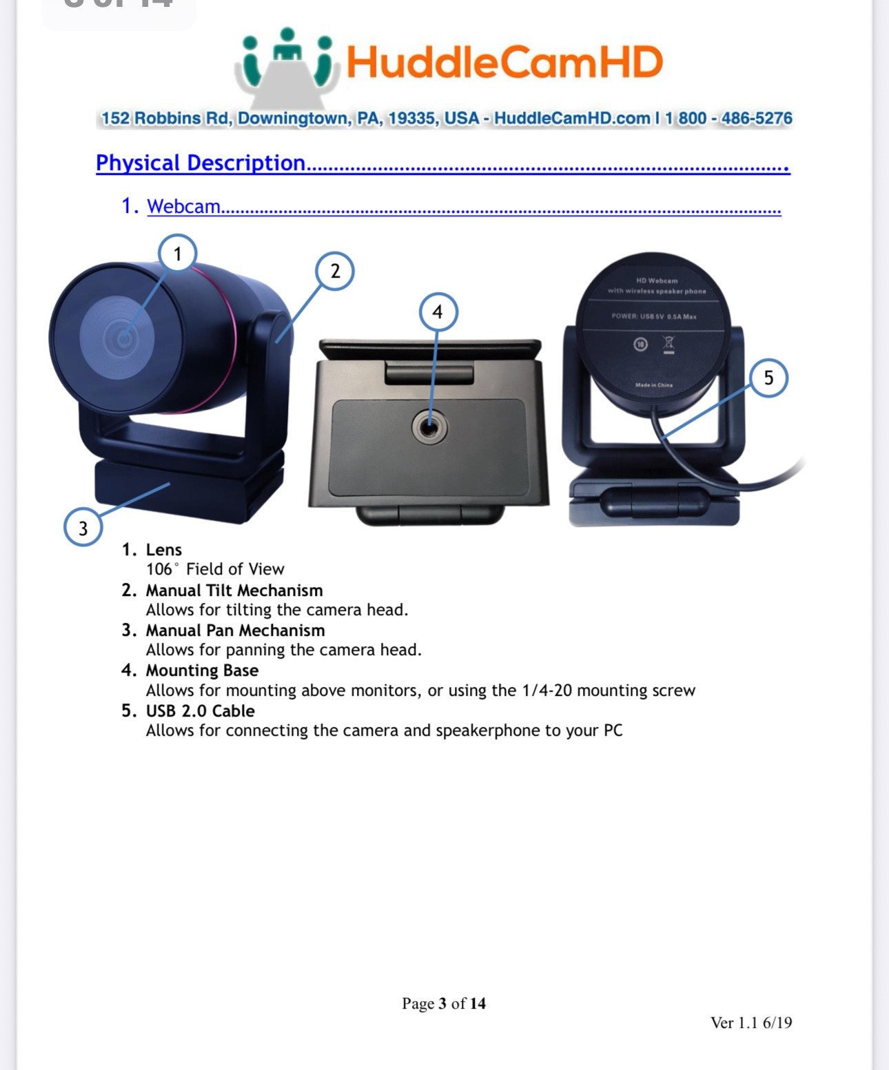 HuddleCamHD HC-HUDDLEPAIR Video Conferencing HD WebCamera+Wireless SpeakerPhone