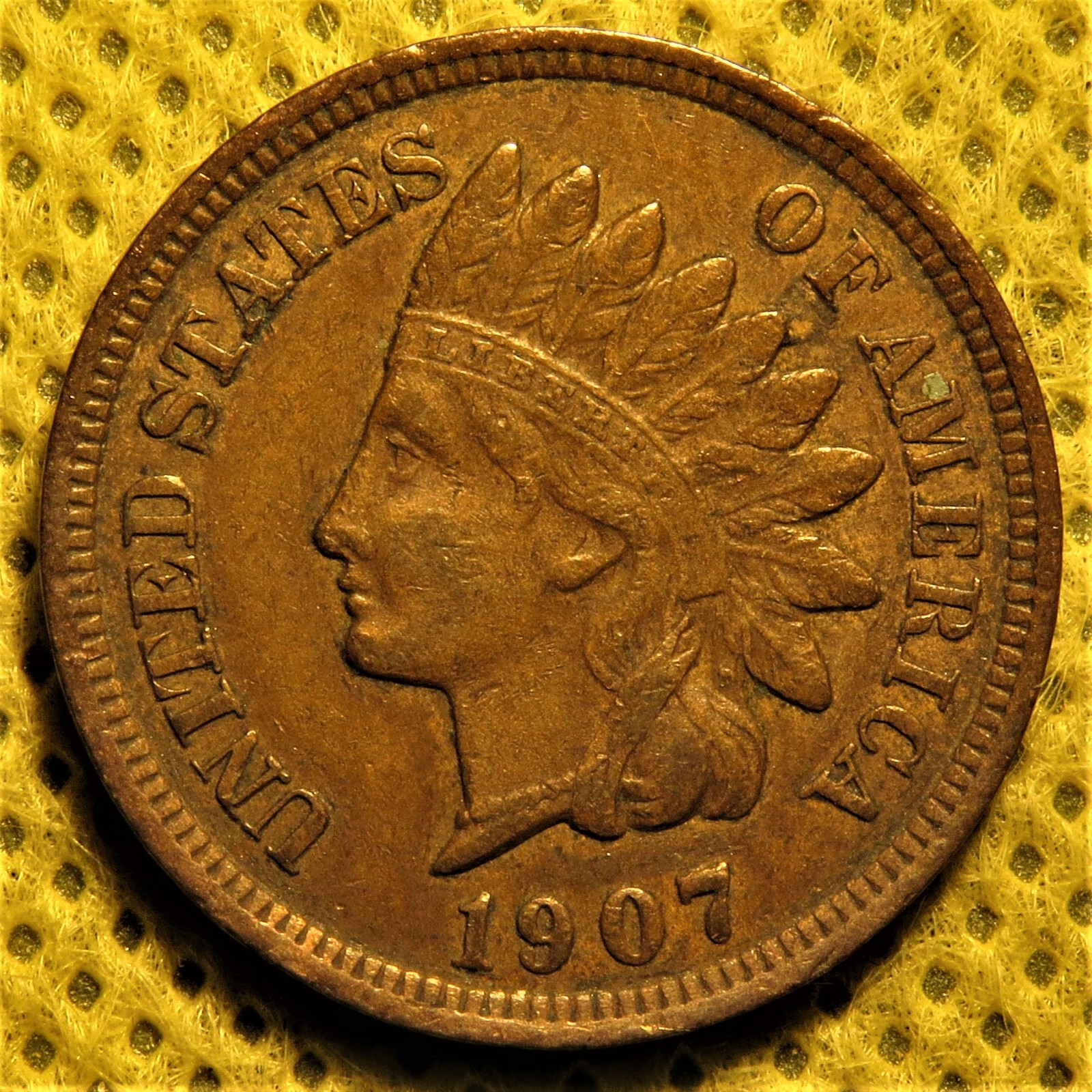 1907 Indian Head Cent with full LIBERTY and nice diamond detail