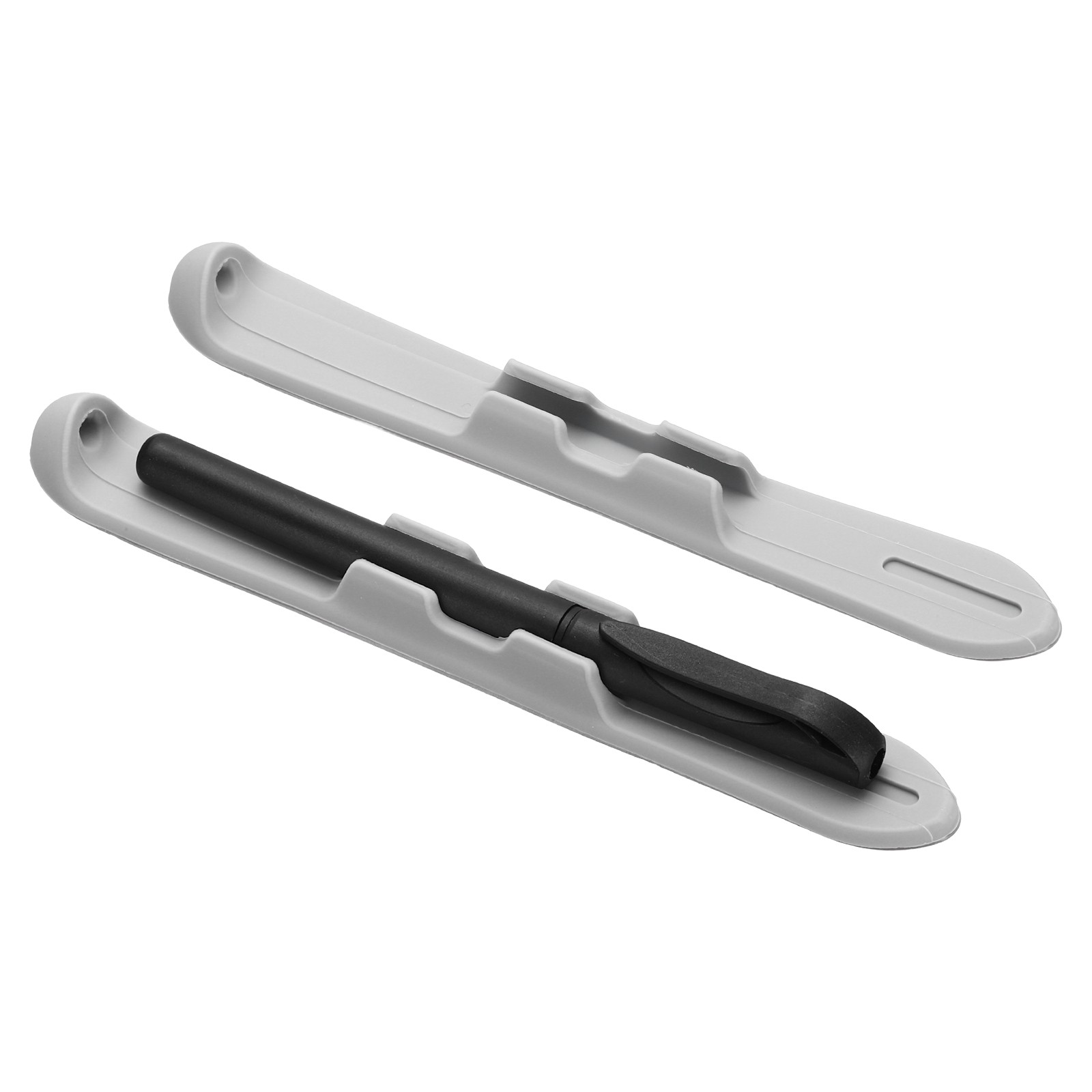 2 Pcs 6.9'' Silicone Pencil Holder with Strong Adhesive Grip Sleeve, Grey