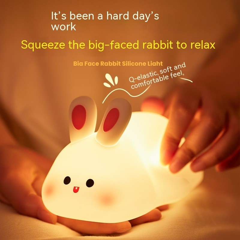 Cute Rabbit Silicone LED Night Light Touch Sensor USB Rechargeable Nursery Lamp