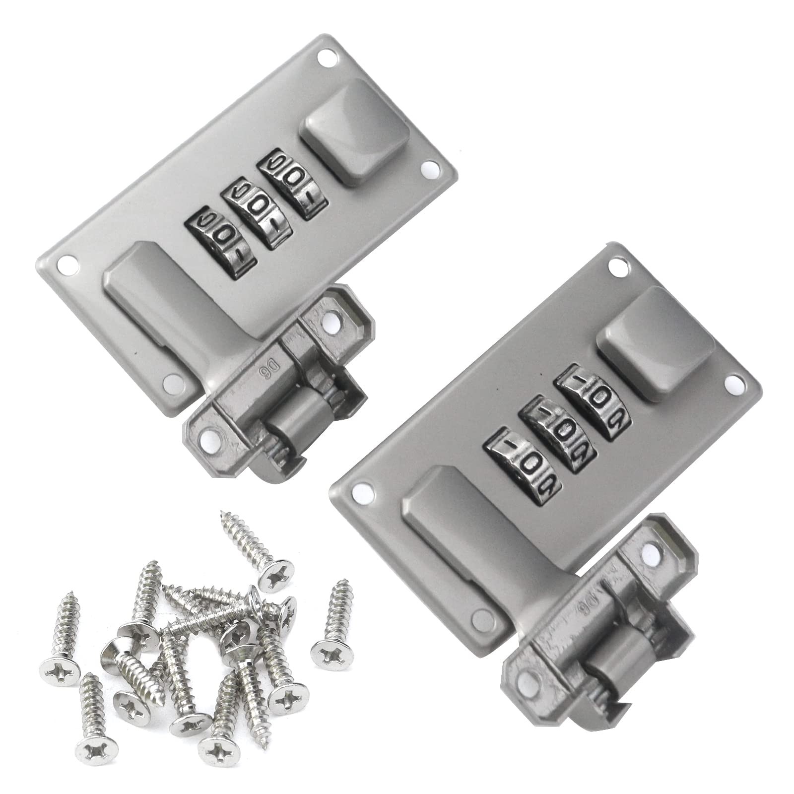 Mewutal 2PCS Nickel Luggage Suitcase Combination Lock 3 Digit Tool Box