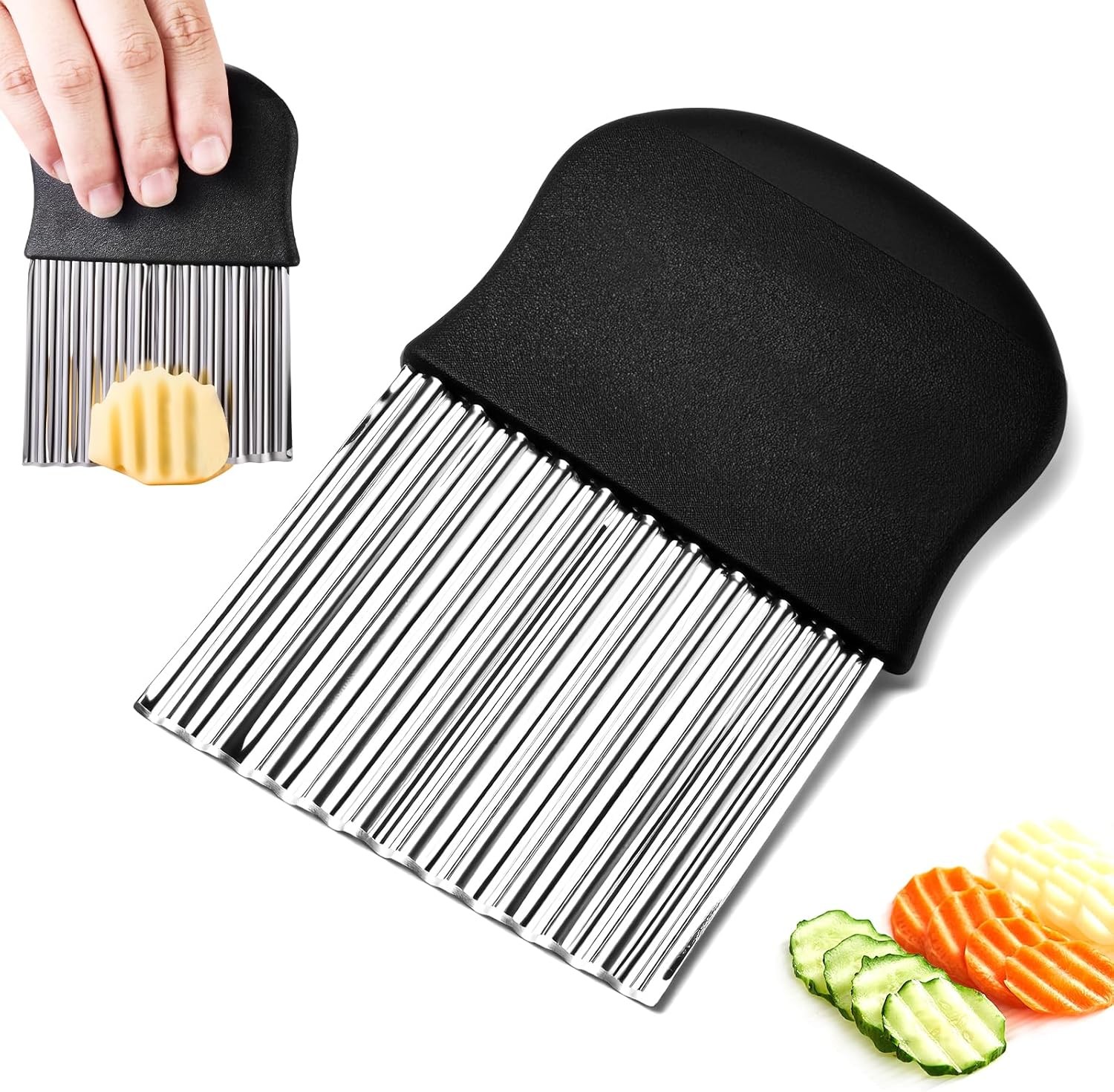 Stainl Steel Crinkle Cutter - Lar French Fry Slicer, Potato Knife
