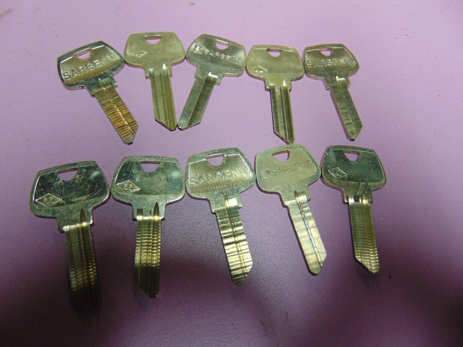 10  KEYS ORG. SARGENT  LL   5 PIN KEYS BLANKS UNCUT       LOCKSMITH