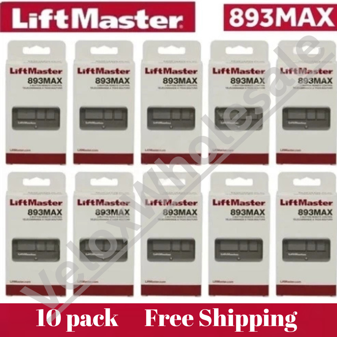 10 Pack 893MAX LiftMaster 3 Button Remote Control Garage Door Opener