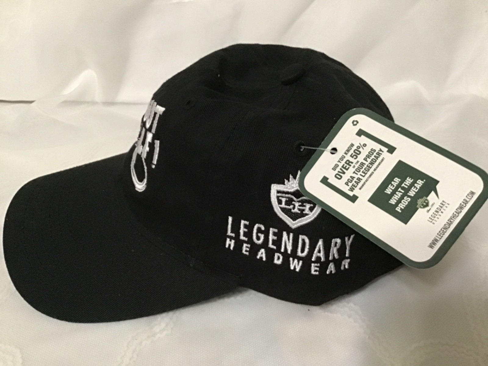 Legendary headwear black adjustable strapback hat, "Get out & Golf" hat, NEW