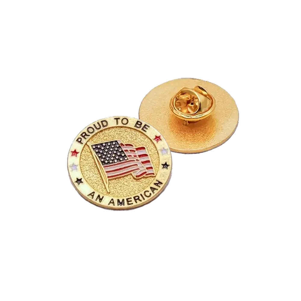 Proud To Be An American Badge Pin Flag Banner