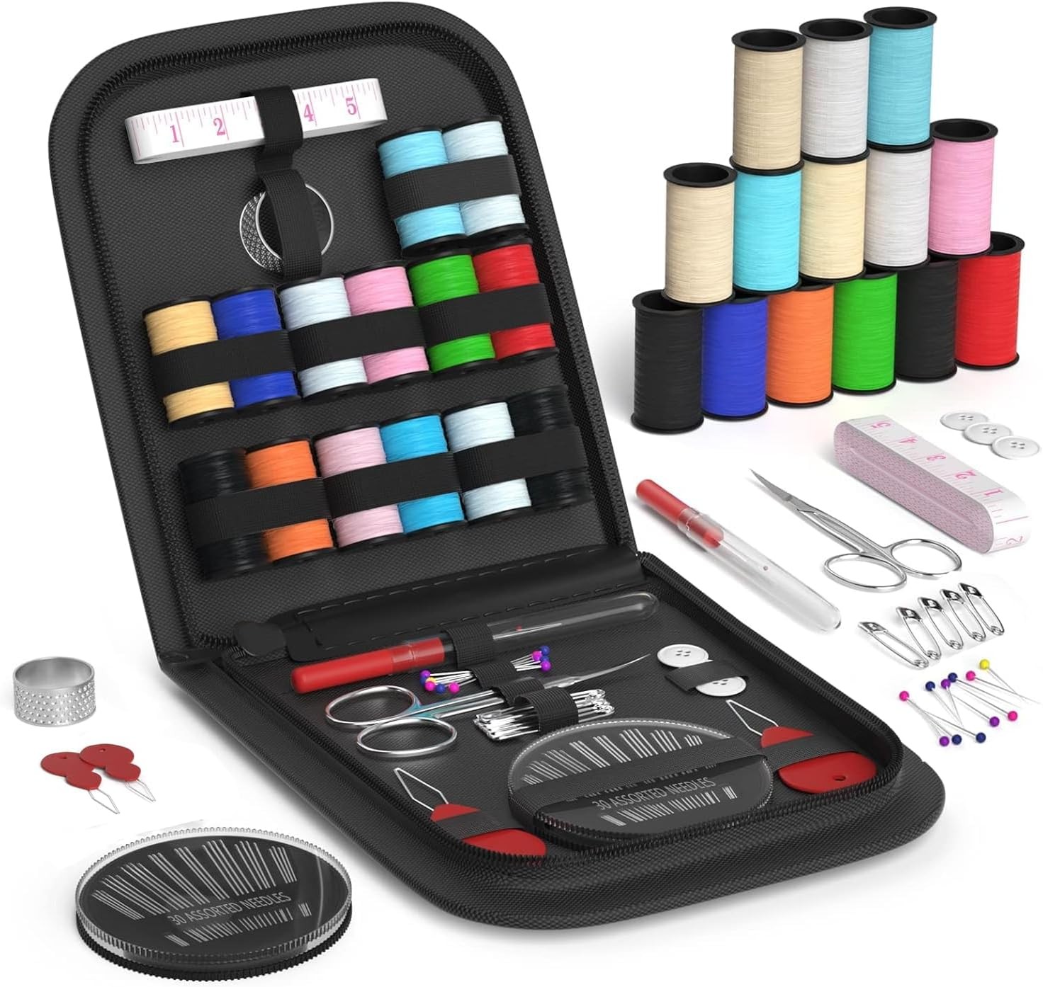 MIXCOOL Sewing Kit for Adults, Beginners, Needle and Thread Kit, S, balck