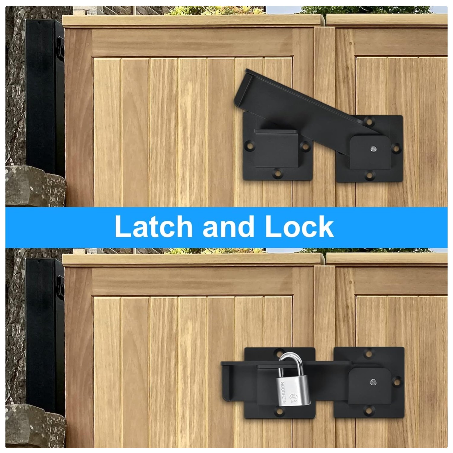 Solid Aluminum Alloy Gate Lock with Padlock Hole