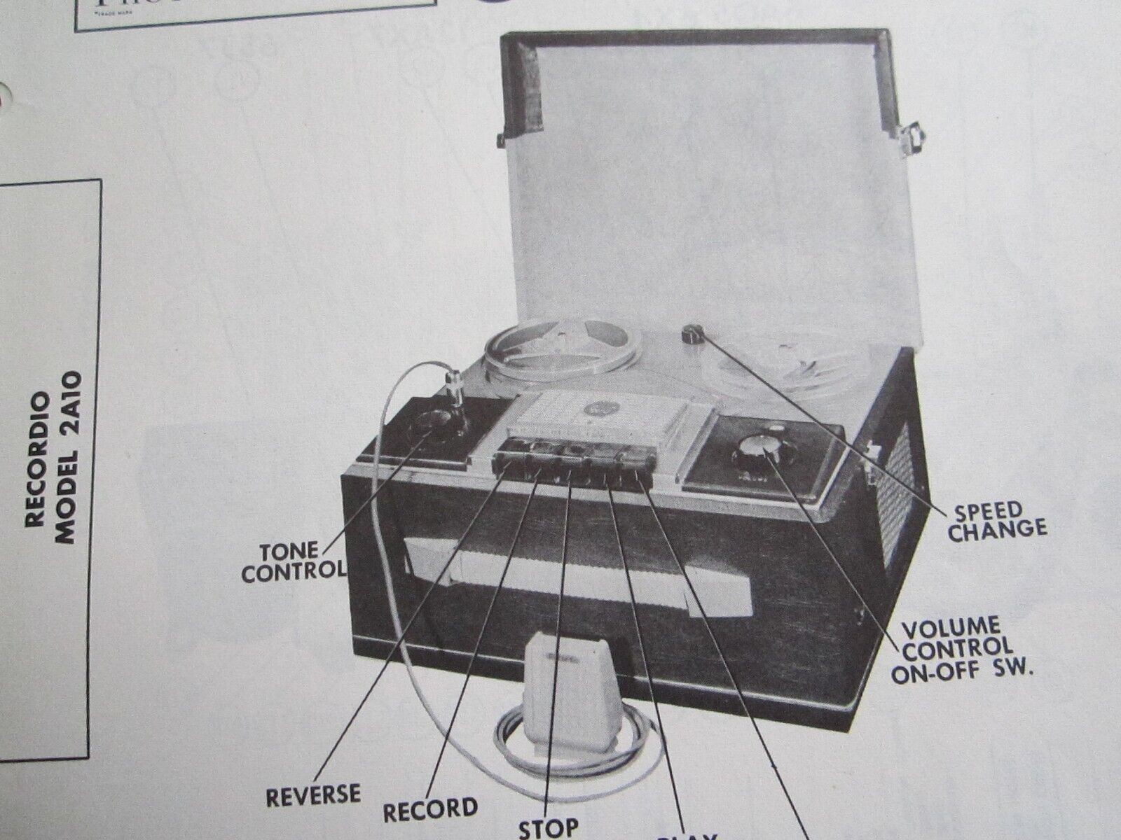 RECORDIO 2A10 TAPE RECORDER PHOTOFACT