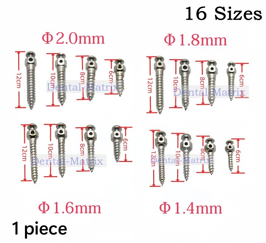 Dental Orthodontic Screws Micro Implants Mini Screw Self-Drilling 16 Sizes