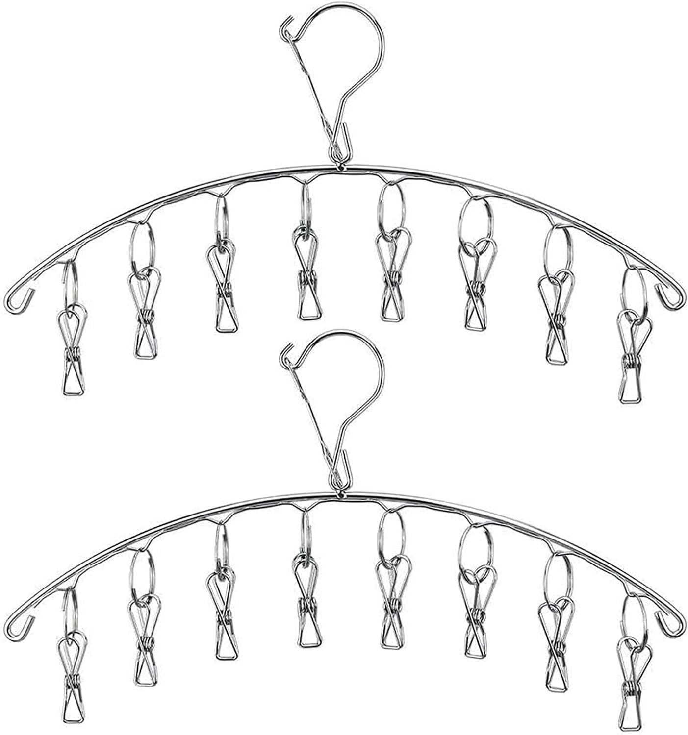 Stainless Steel Laundry Drying Rack Clothes Hanger with Windproof Hook,Underwear
