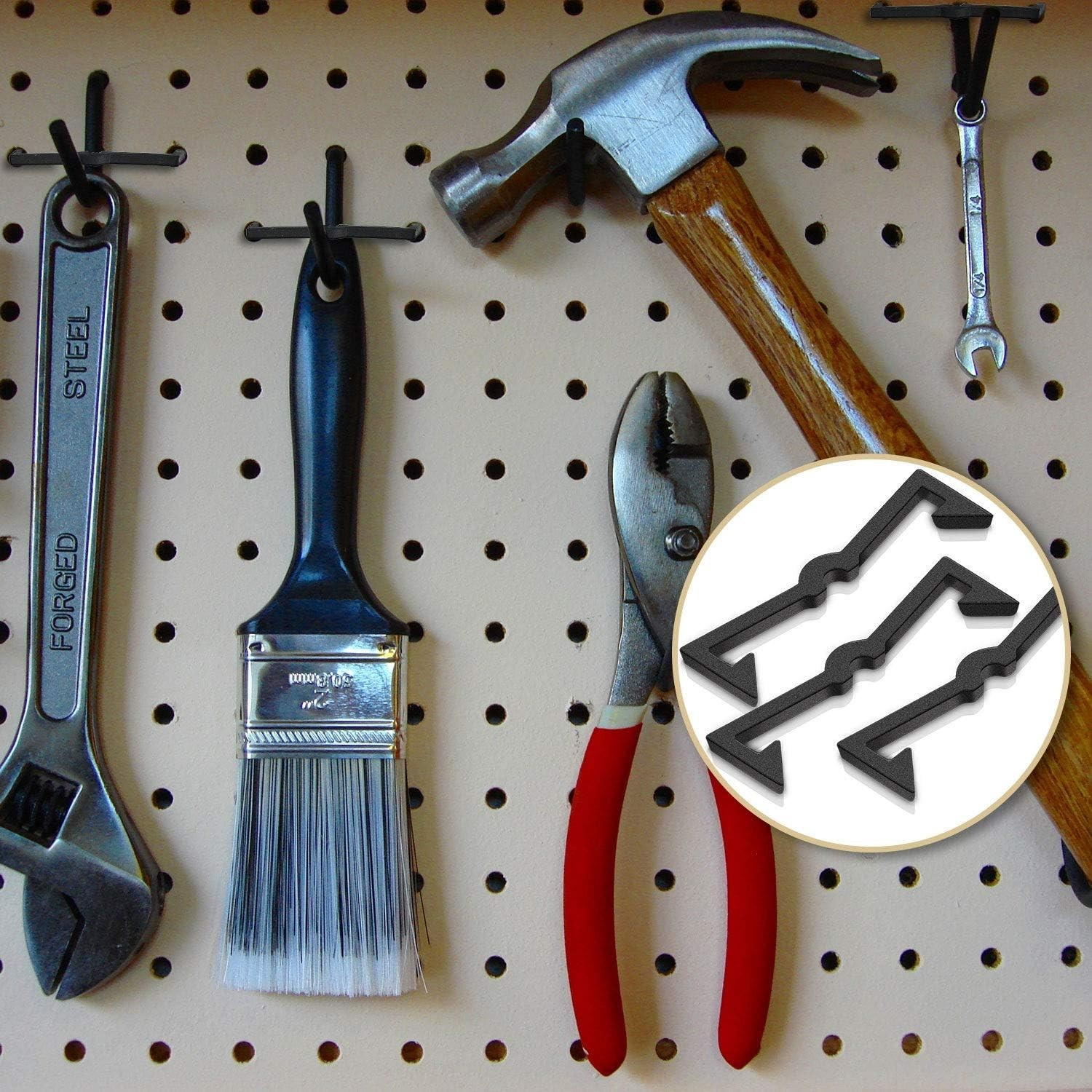 50 Pegboard Clips Hook Locks Black Plastic Peg Locks Display Hook Retainers F...
