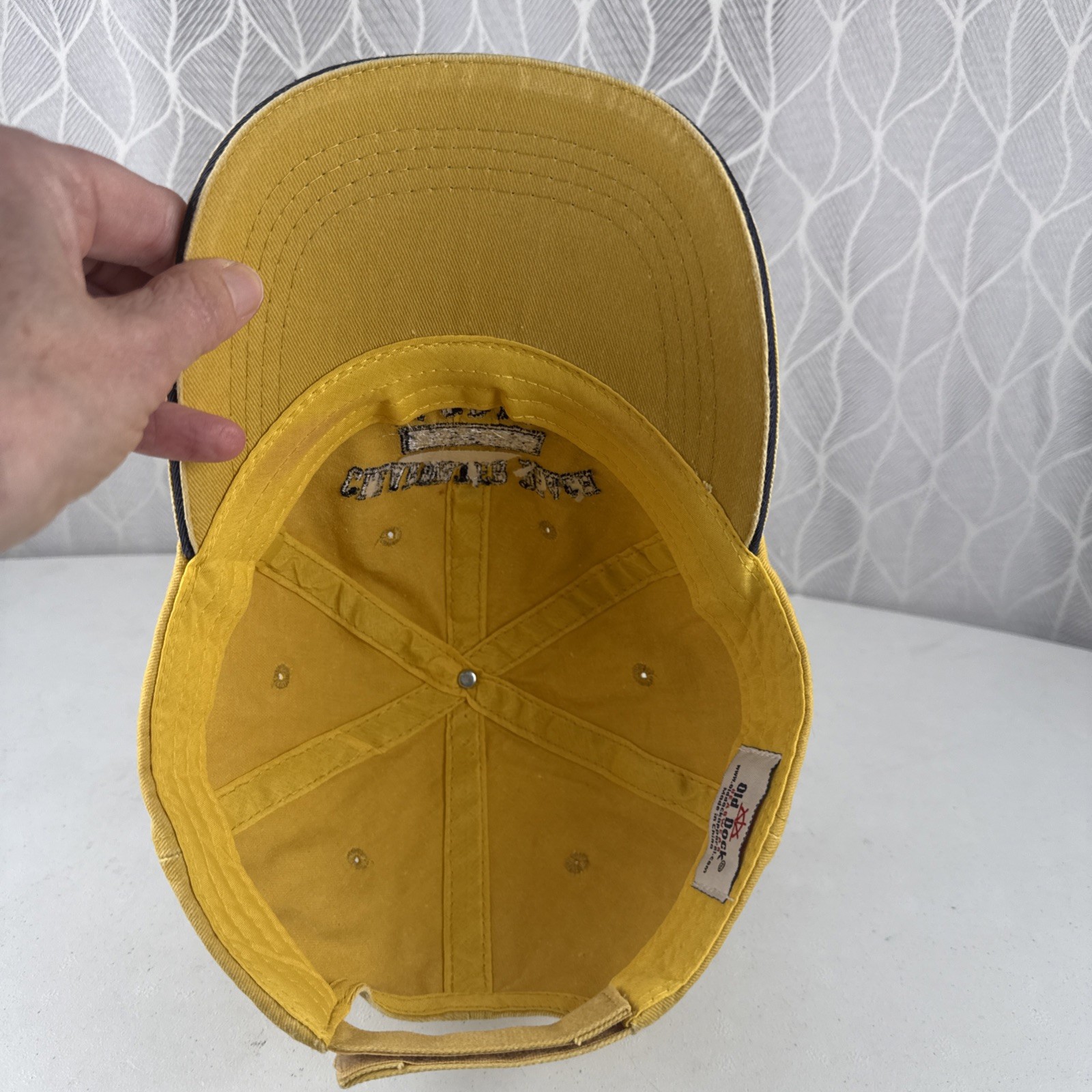 Clearwater Beach EST 1915 Floridain Navy on Yellow Hat Cap Cotton Hook Loop
