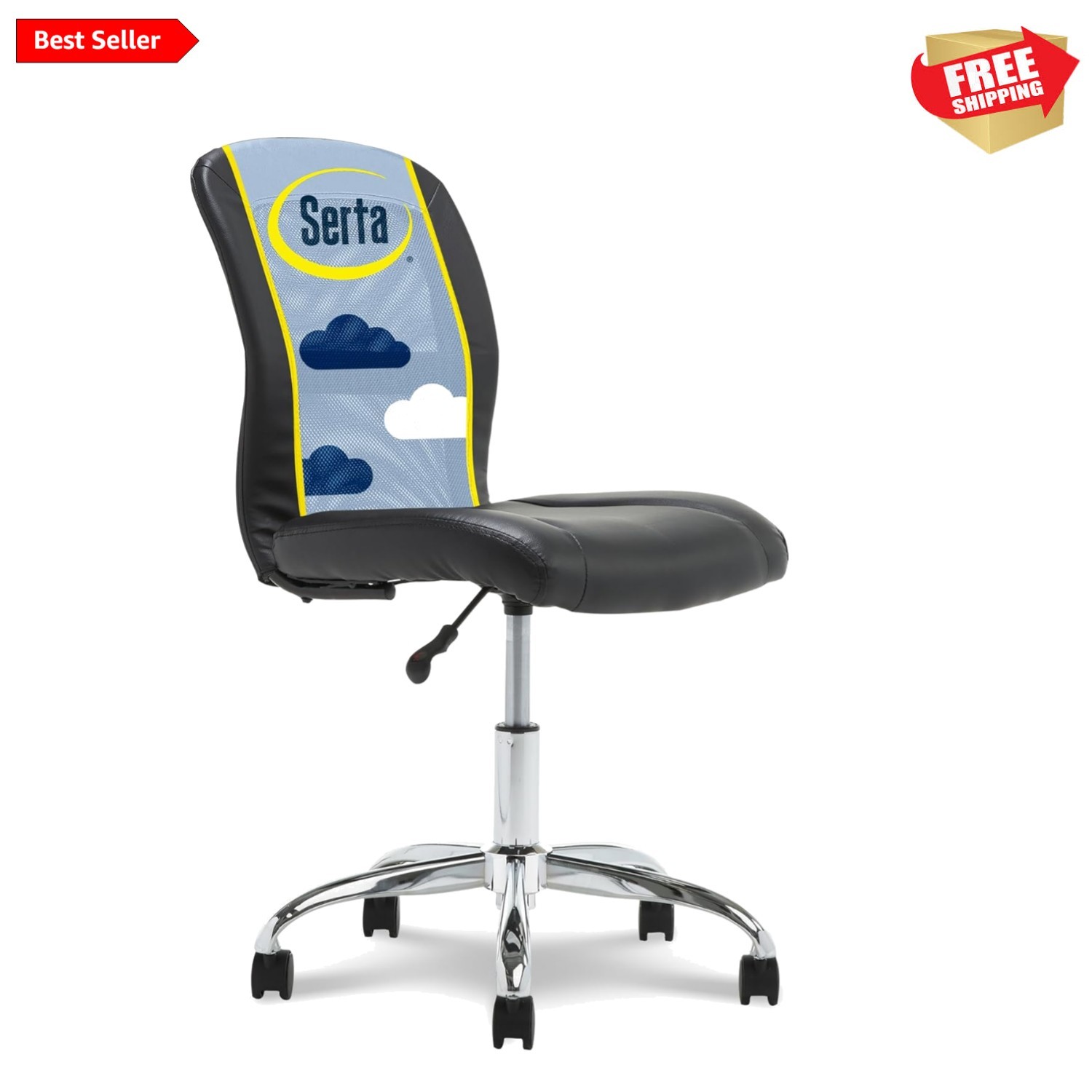 Essential Armless TaskChair, Small Desk Chairs with Wheels, Breathable Mesh B...
