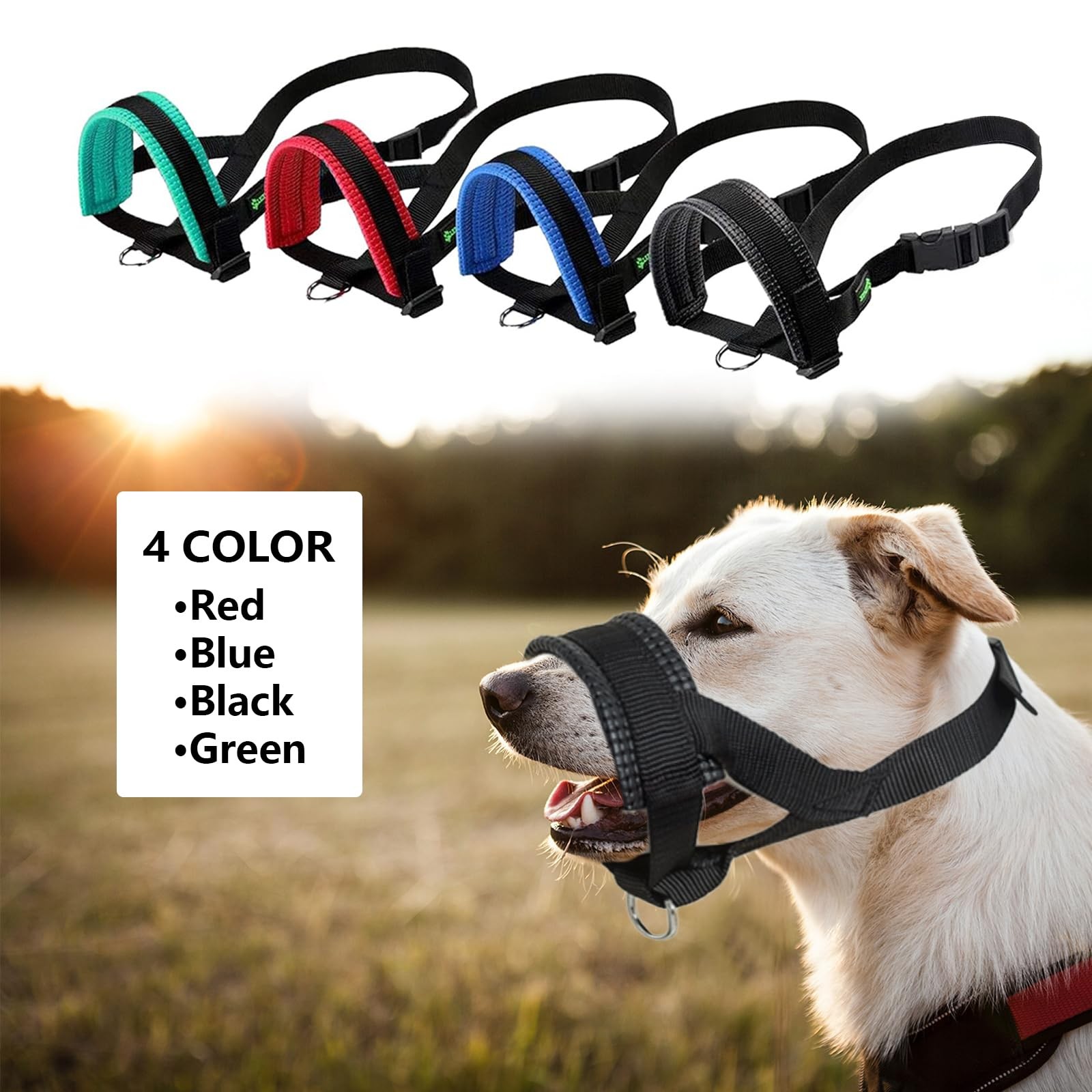 Nylon Dog Muzzle Large Black Adjustable Loop Anti Biting Barking Chewing