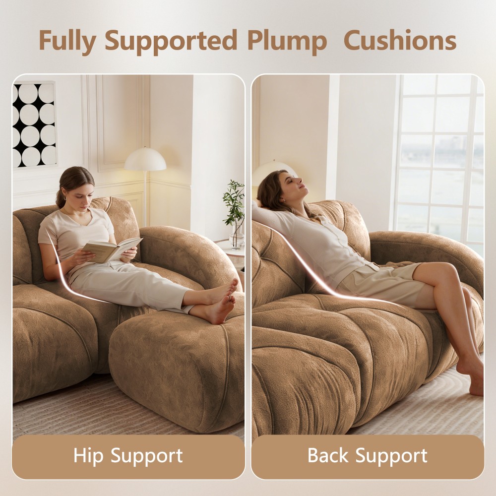 Comfy Velvet Cloud Couch 4-Seater Modular Sofa Set No Assembly