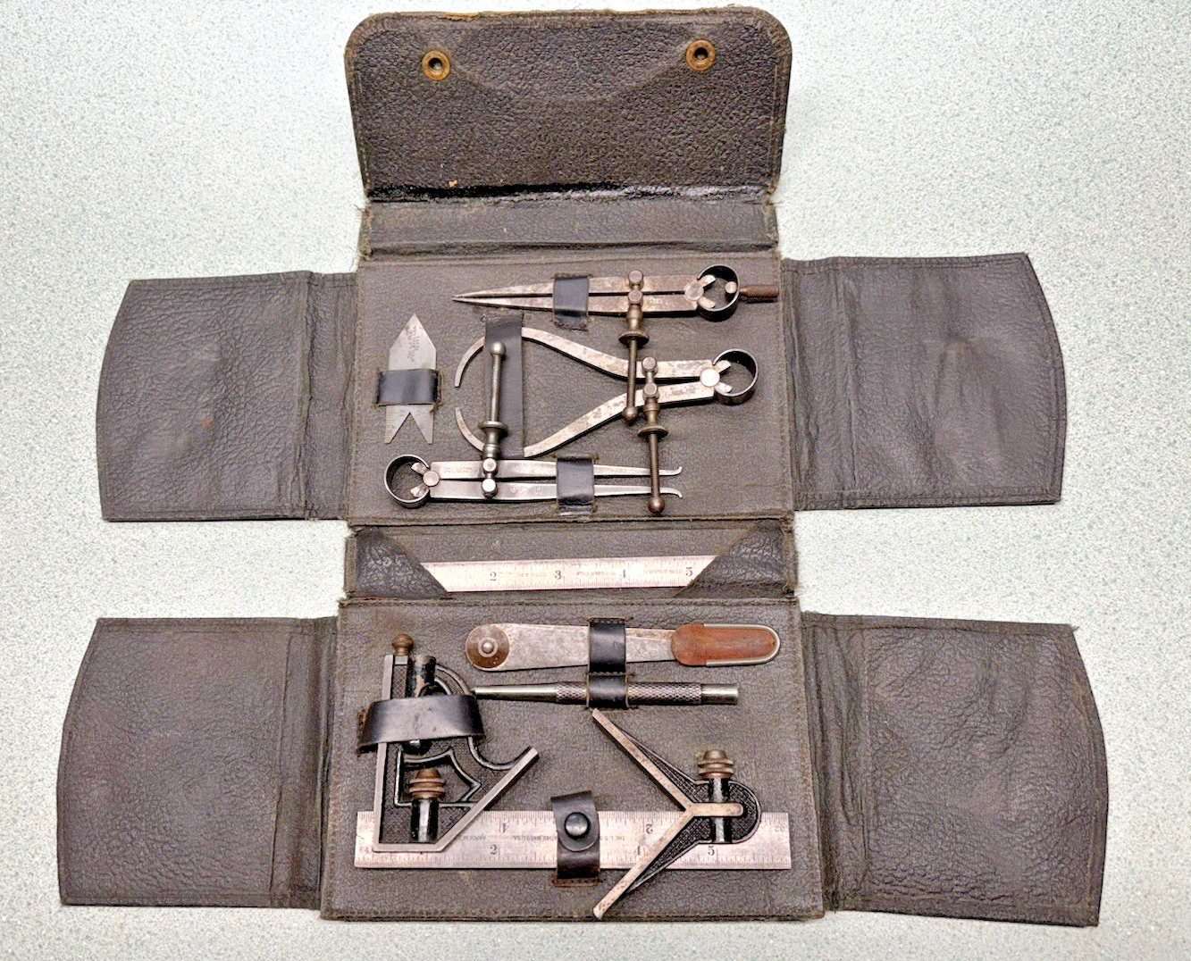 Starrett No. 900 Apprentice's Tool Set Vintage early leather case RARE nice