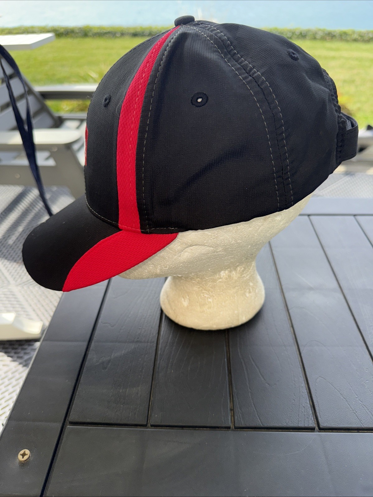 TORO in White on Black Maroon Accented Hat Cap Hook Loop Polyester