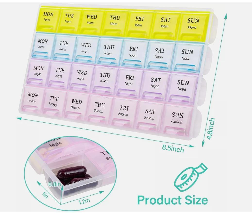 Extra Large Weekly Pill Organizer Medicine Cases Boxs For Vitamins 2 Times A Day