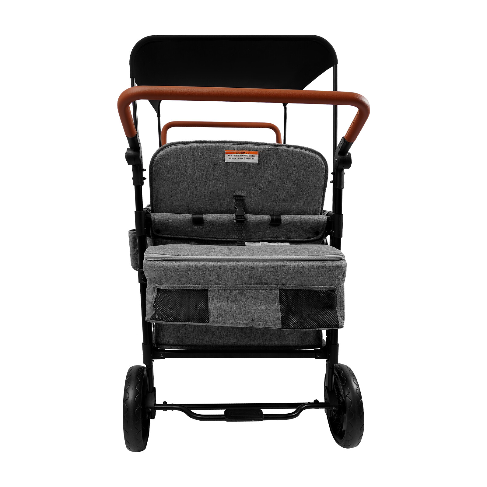 Folding Baby Stroller Wagon Cart For 4 Kids, Face To Face High Seat With Canopy
