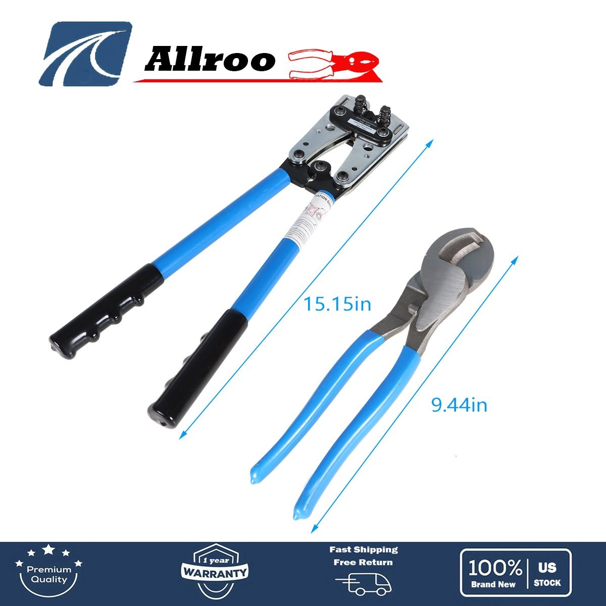 For 0-10AWG Battery Cable Lugs Crimping Tool Wire Cable Lug Crimper&Cable Cutter