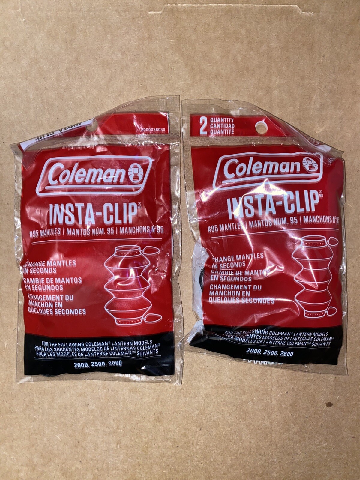 4 GENUINE COLEMAN INSTA CLIP #95 LANTERN MANTLES 2-2 PACKS FACTORY SEALED