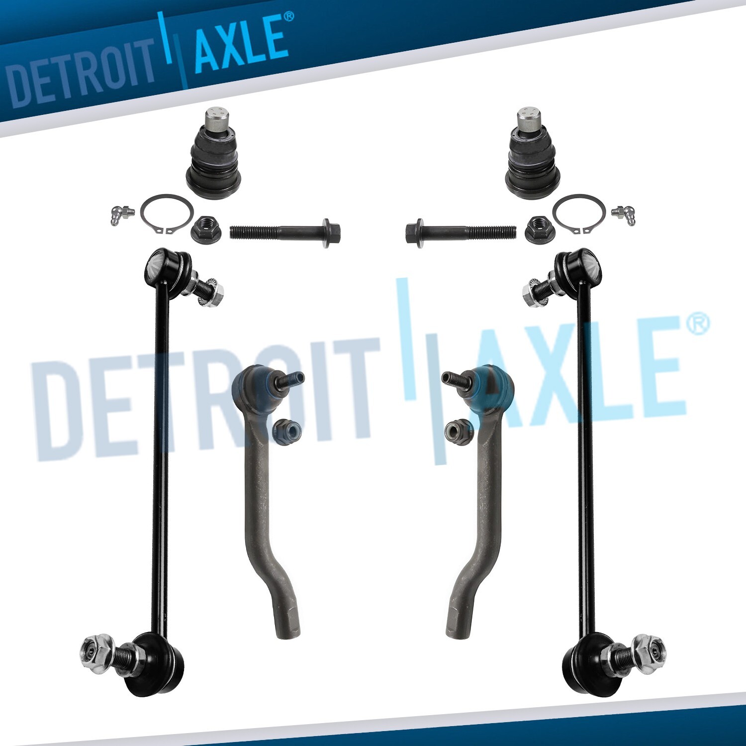 6pc Front Lower Ball Joints Sway Bars Outer Tie Rods for 2014-2020 Nissan Rogue