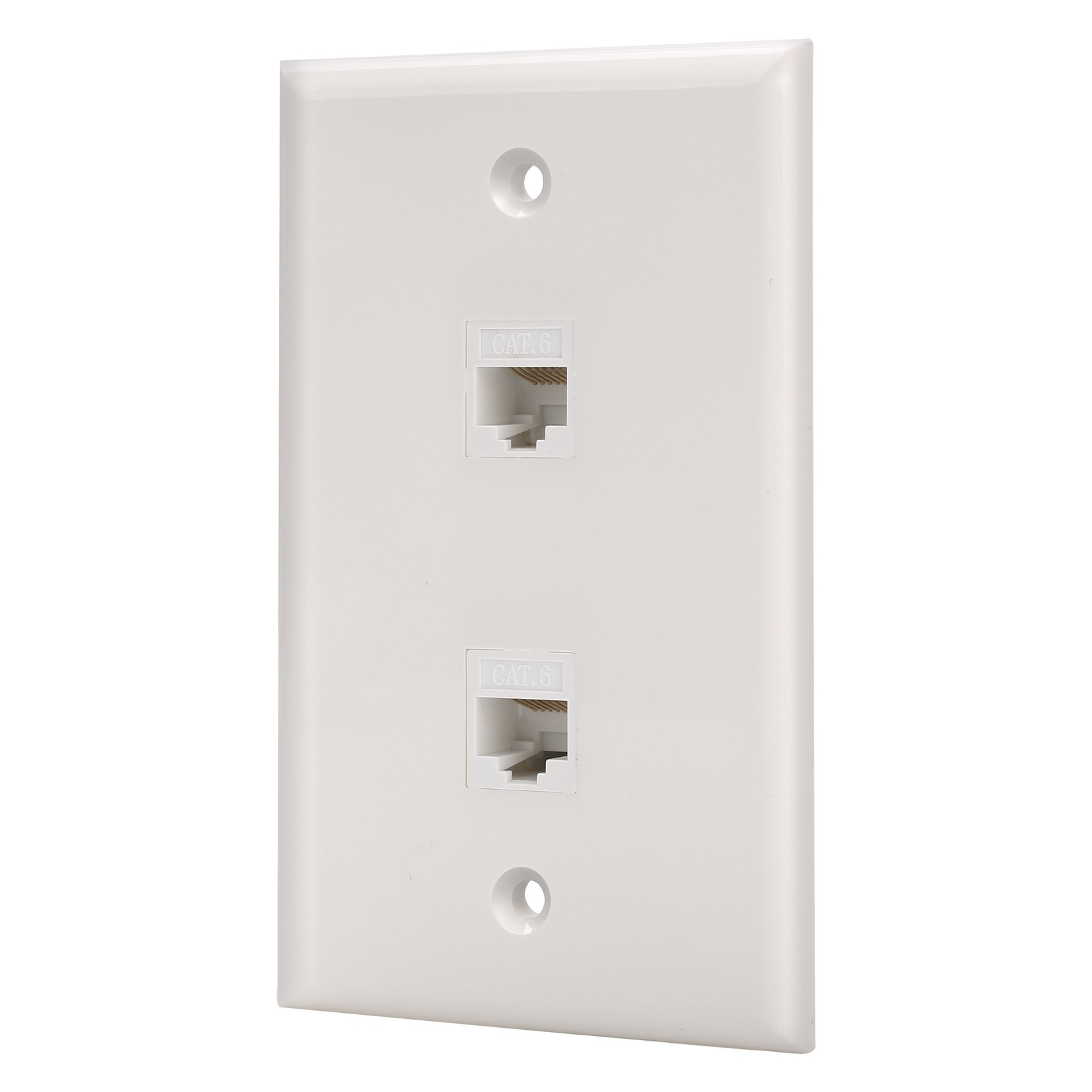 Cat6 Keystone Wall Plate 2 Port White Ethernet Female to Female RJ45 Insert