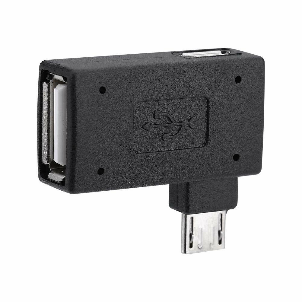 OTG Adapter, 90 Right + Left Angle USB Port Adapter, Micro OTG, 2 Pack