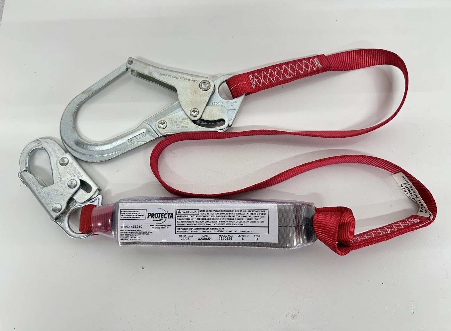 3M Protecta 259123 PRO Shock Absorbing Web Lanyard, 6'L, 1340125 Cap Lbs