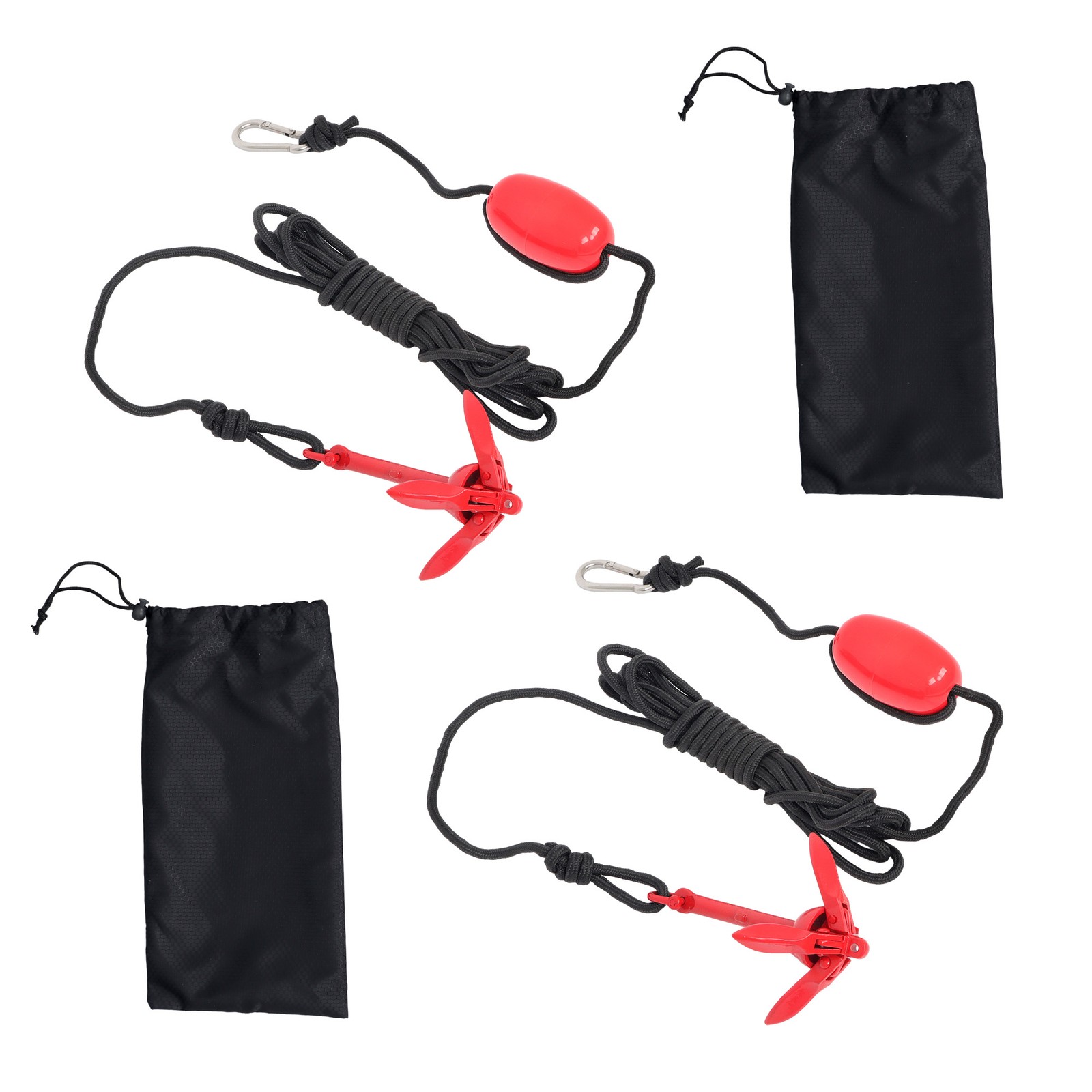 Red New Marine Kayak Folding Anchor Kit 1.5Lb 2 Pack Fit For PWC Canoe Jet Ski