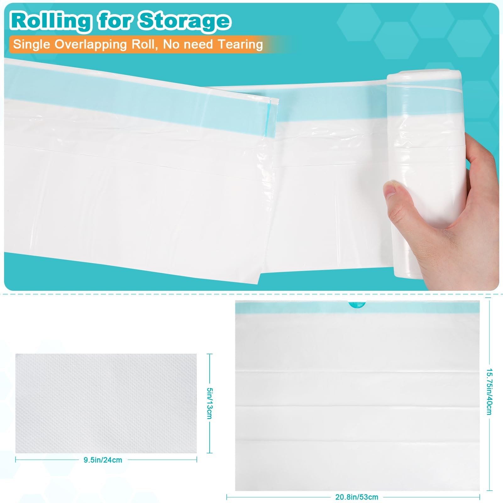 OUMEE 90 Commode Liners & 90 Absorbent Pads for Bedside Toilets, Leak-Proof