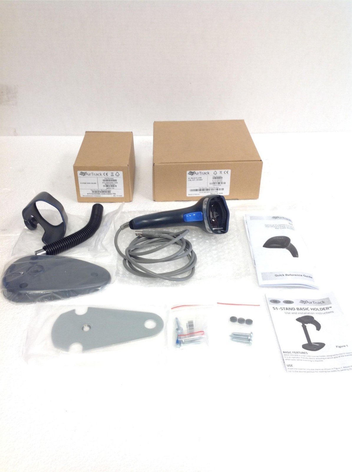 NEW AirTrack S1 USB Handheld Linear Barcode Scanner w/ Stand, Guide, FREE SHIP