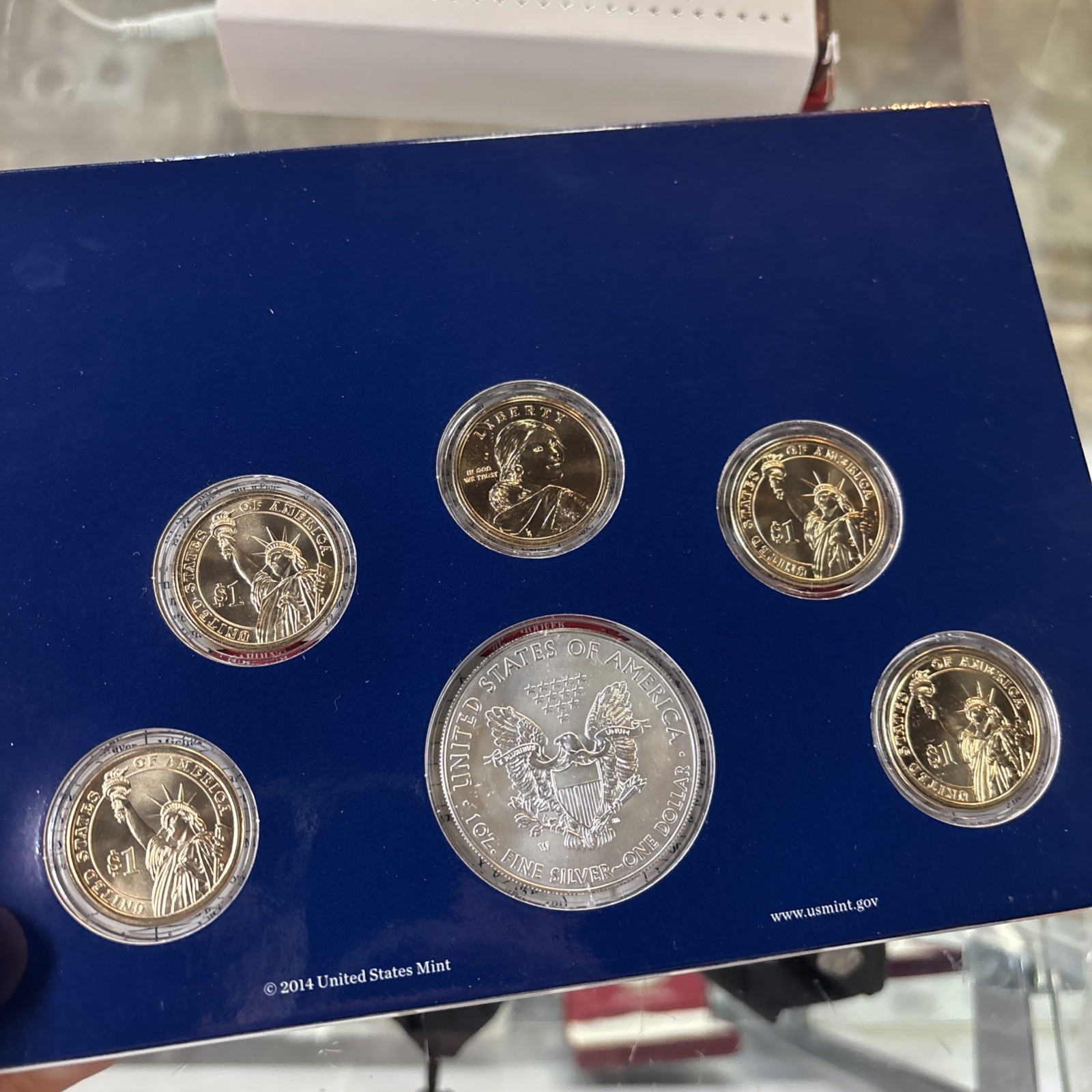 2014 US MINT ANNUAL UNCIRCULATED DOLLAR COIN SET - 6 WITH COA