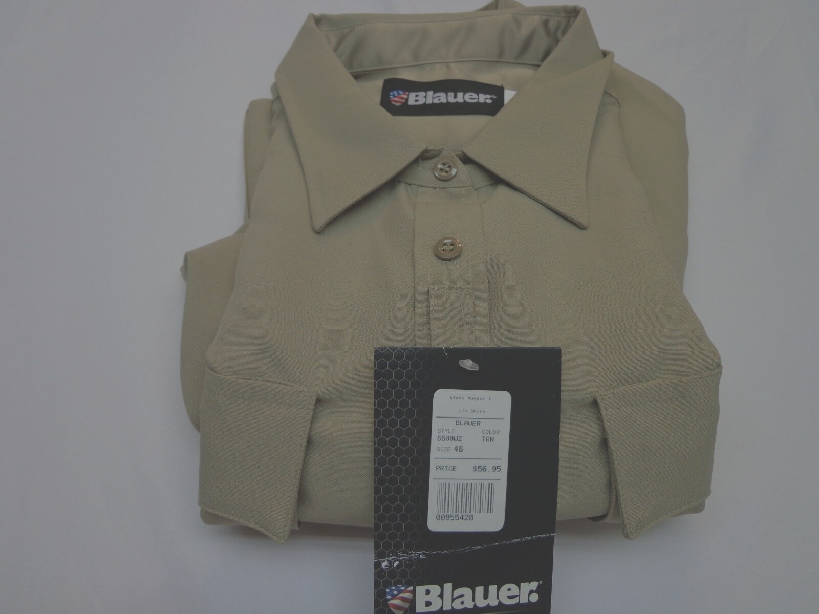 BLAUER LONG SLEEVE HIDDEN ZIPPER POLYESTER SHIRT 8600W-Z WOMEN'S  TAN 46 REG NEW