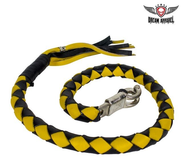Premium 42" Inches Genuine Leather Motorcycle Get Back Whip for Handlebar Biker