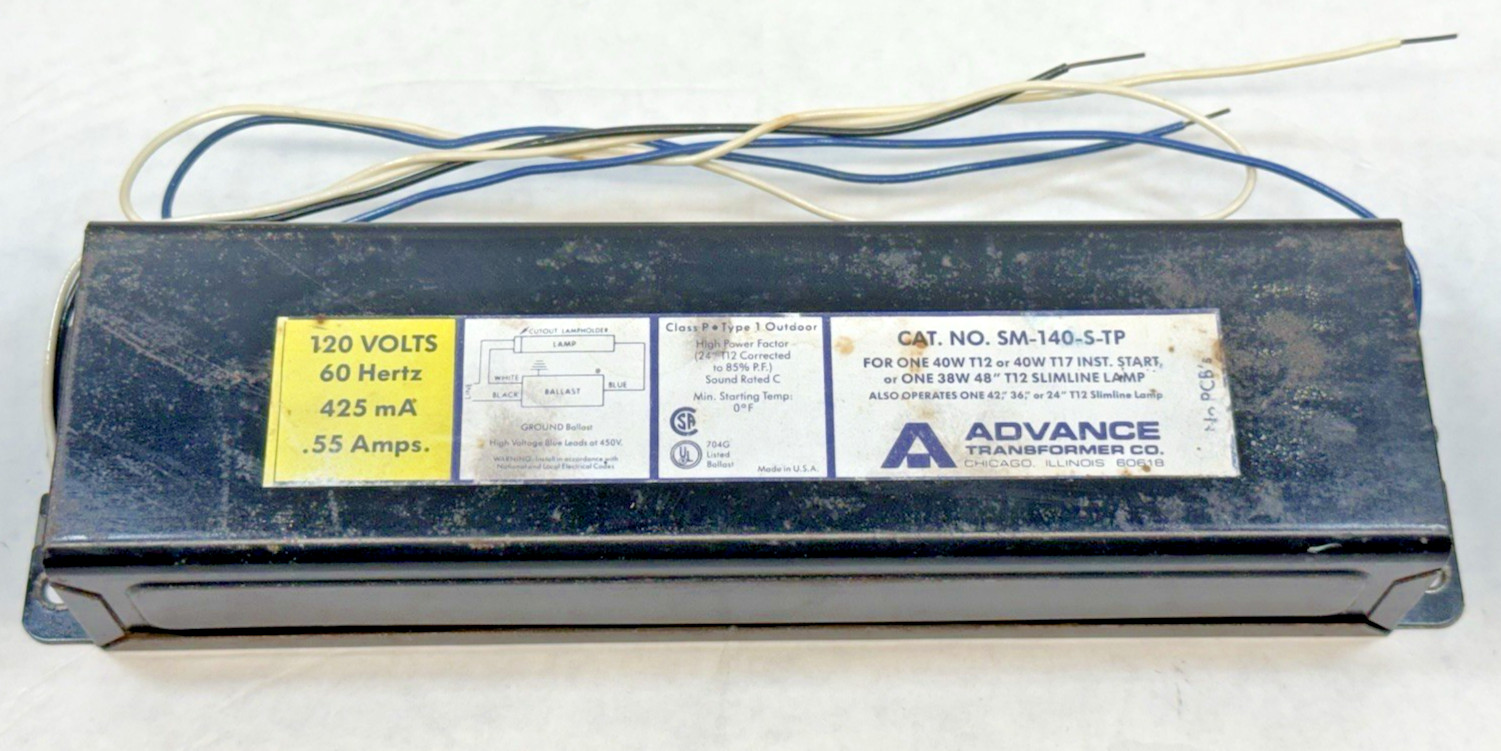 NEW Advance SM-140-S-TP Ballast, 120V, 60 Hz, 1-Lamp