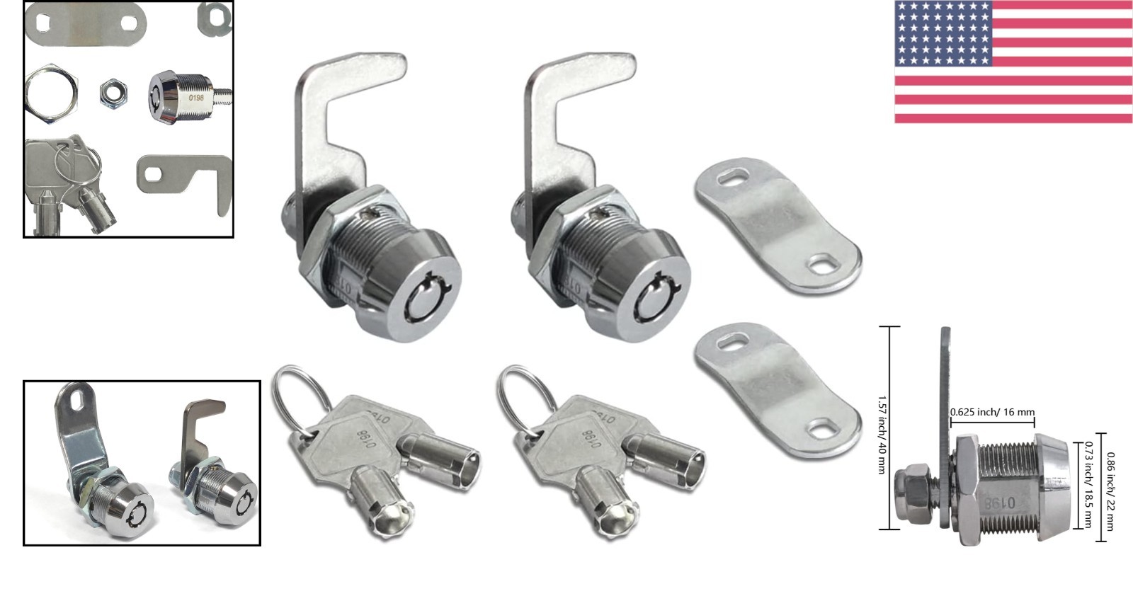 Secure Your Essentials with 2 Pack Waterproof Tubular Cam Locks - 5/8
