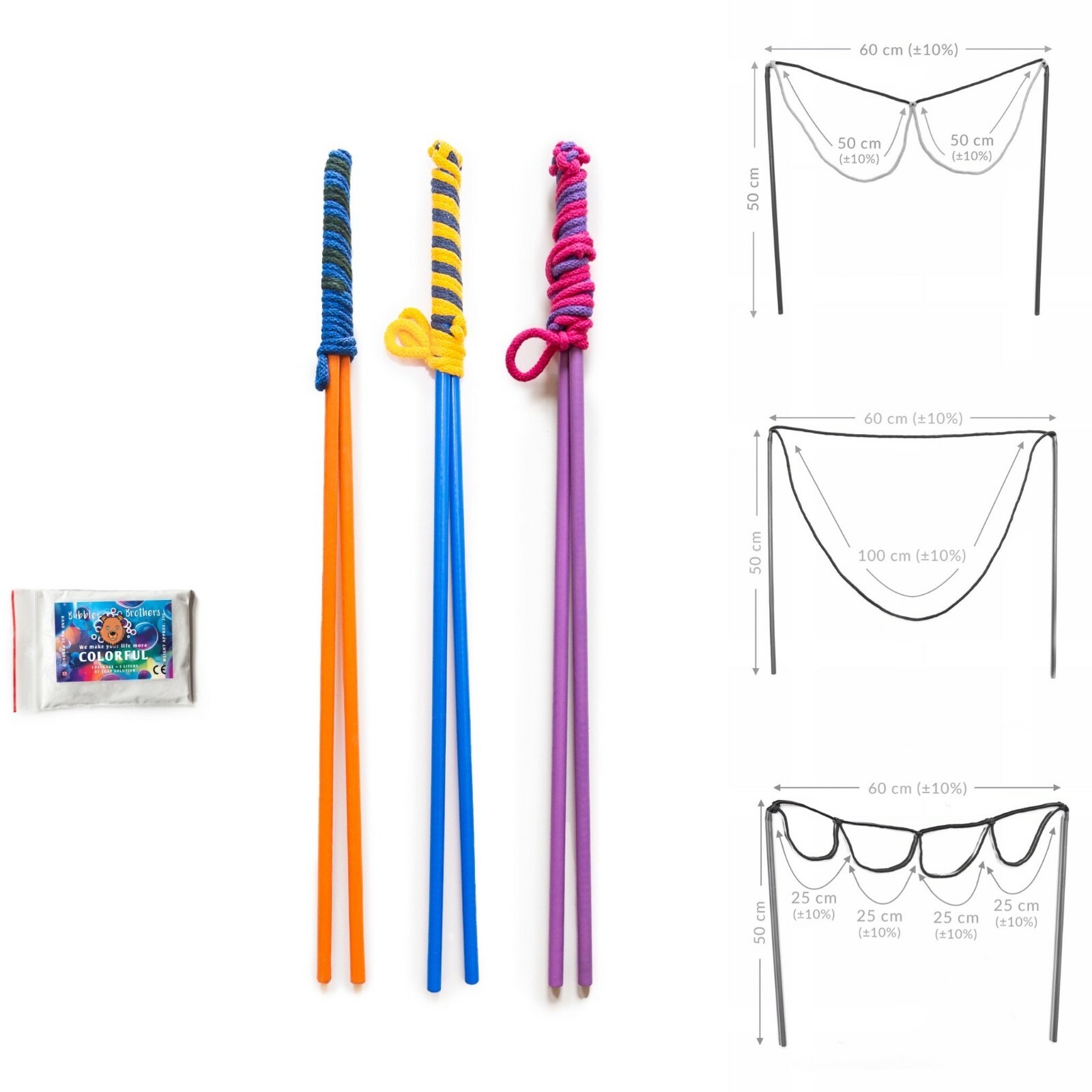 Bubble Sticks 3 Models for Children & Bubble Solution Magic Powder 5 Liters