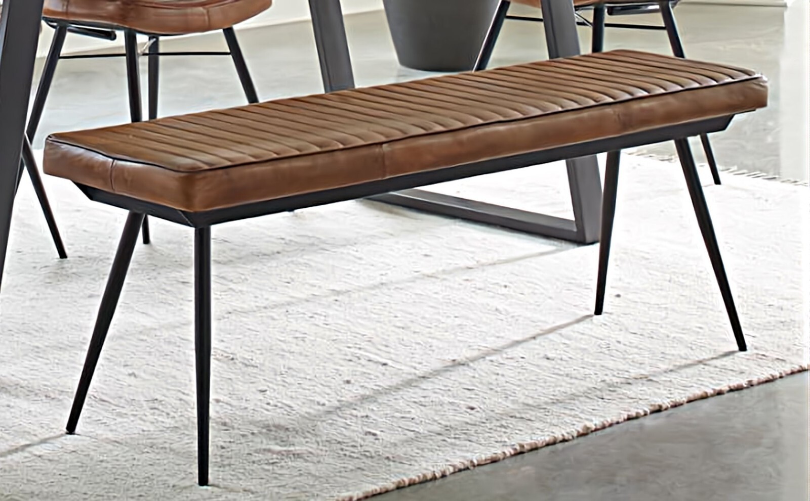Misty Cushion Side Bench in Camel and Black