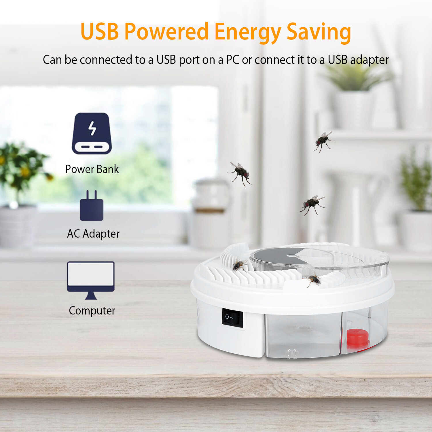 Electric Fly Trap USB Powered Automatic Flycatcher Rotating Fly