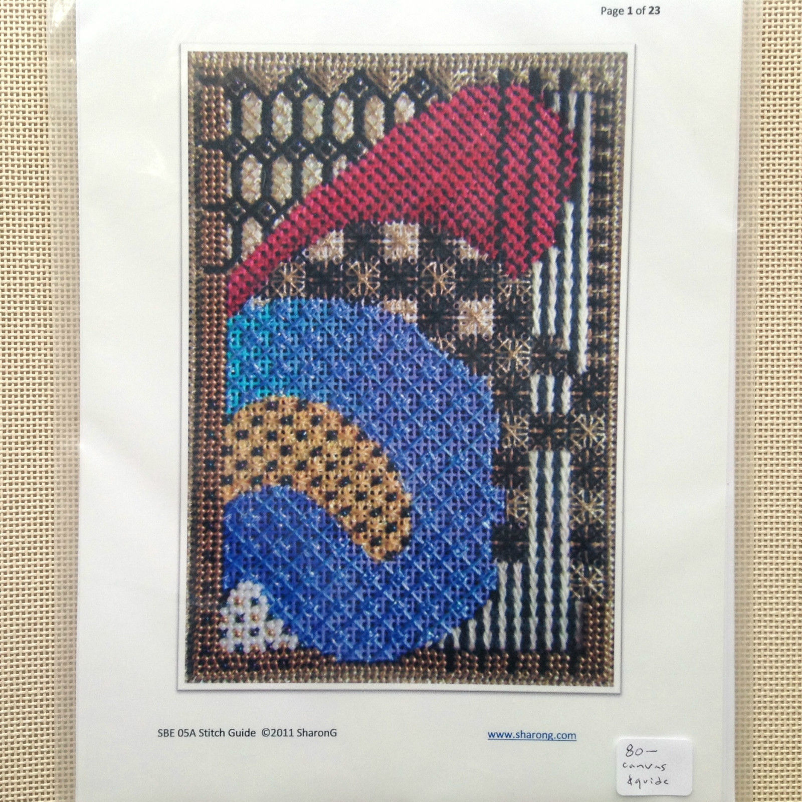 Needlepoint Canvas and Stitch Guide SBE 05A by SharonG Sharon G