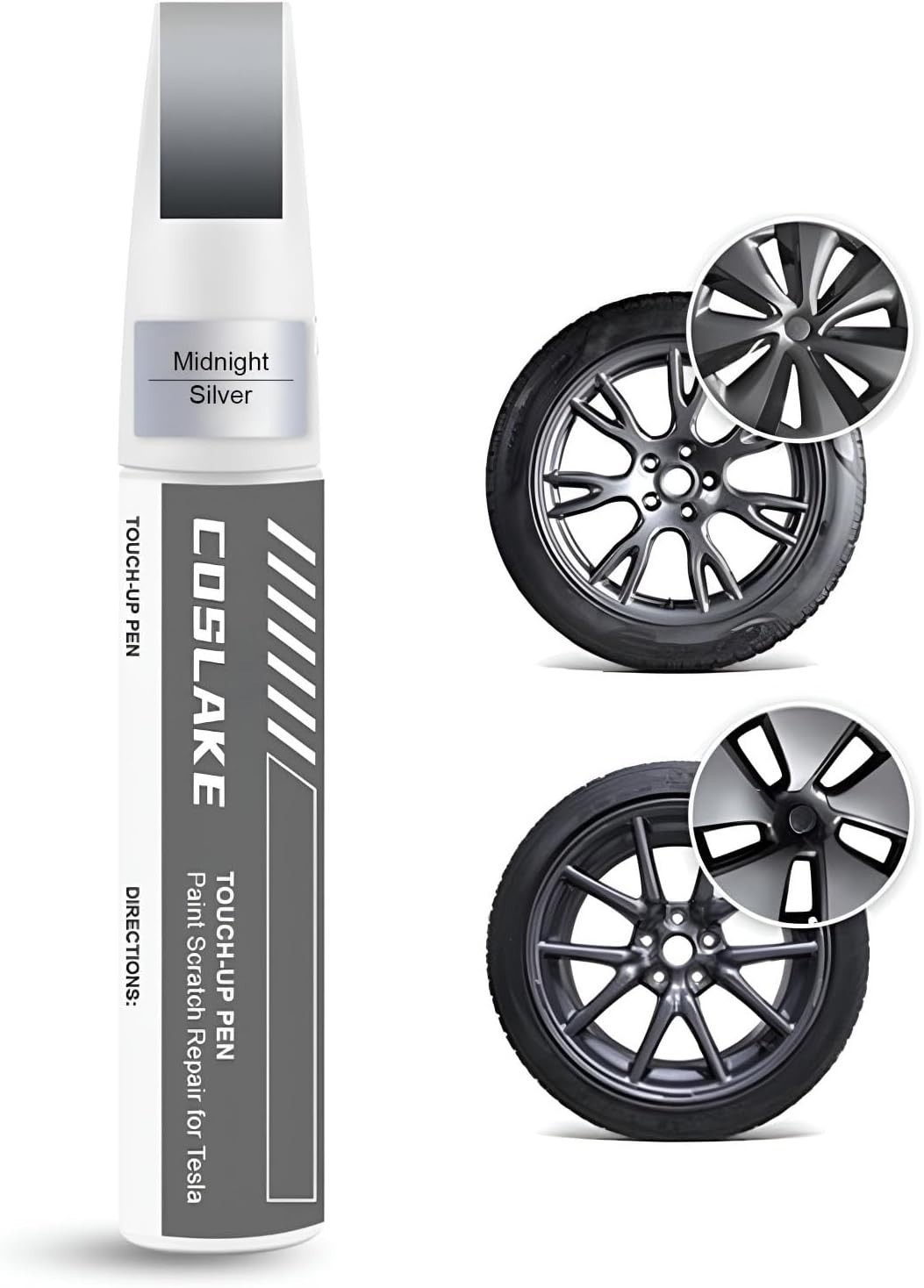 COSLAKE Rim Touch Up PaintMidnight Silver for Tesla Model 3 18'' Aero Wheel/M...