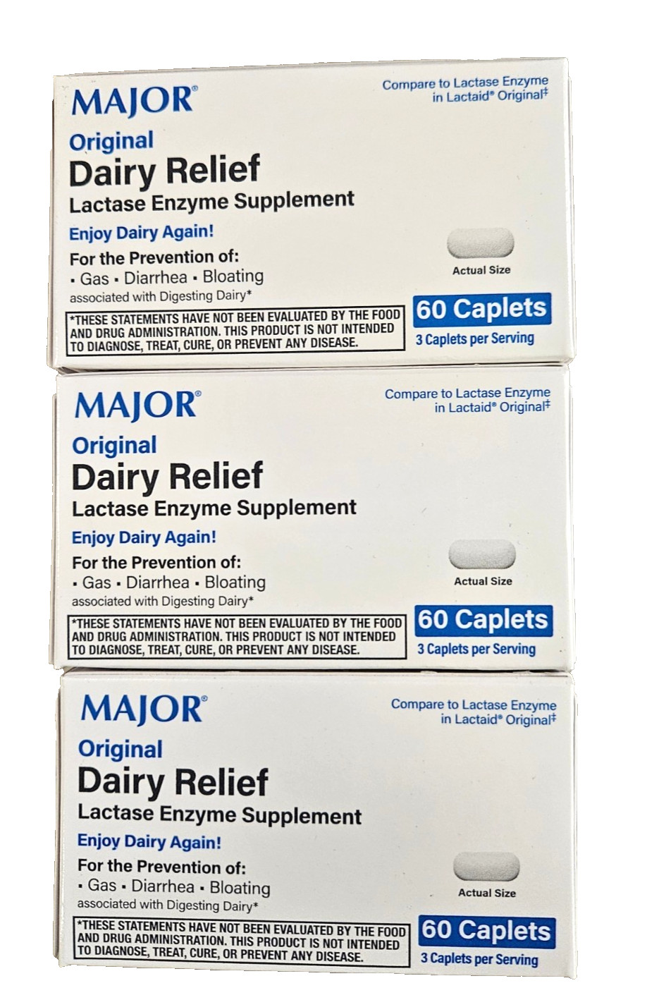Dairy Relief LACTASE ENZYME 3000 for Lactose Intolerance 60ct ( 3 pack ) --