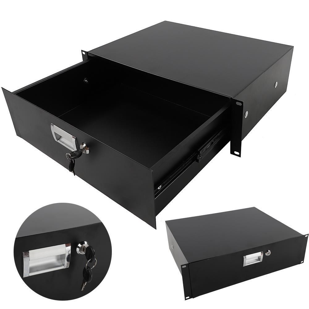 19 " Rack Mount 3U Locking Drawer Audio DJ Server Rack Storage  Deep Cabinet