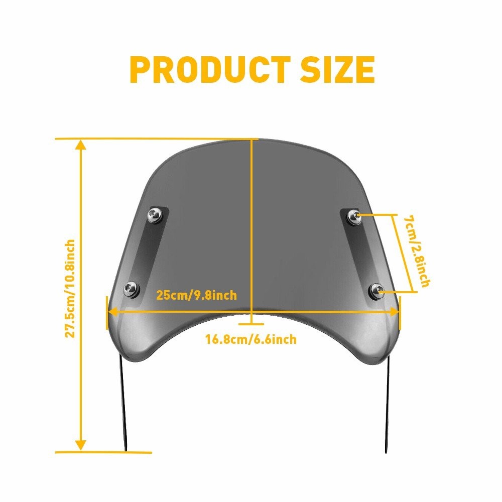 Motorcycle Windscreen Headlight Windshield For Round Universal 5-7'' Headlight